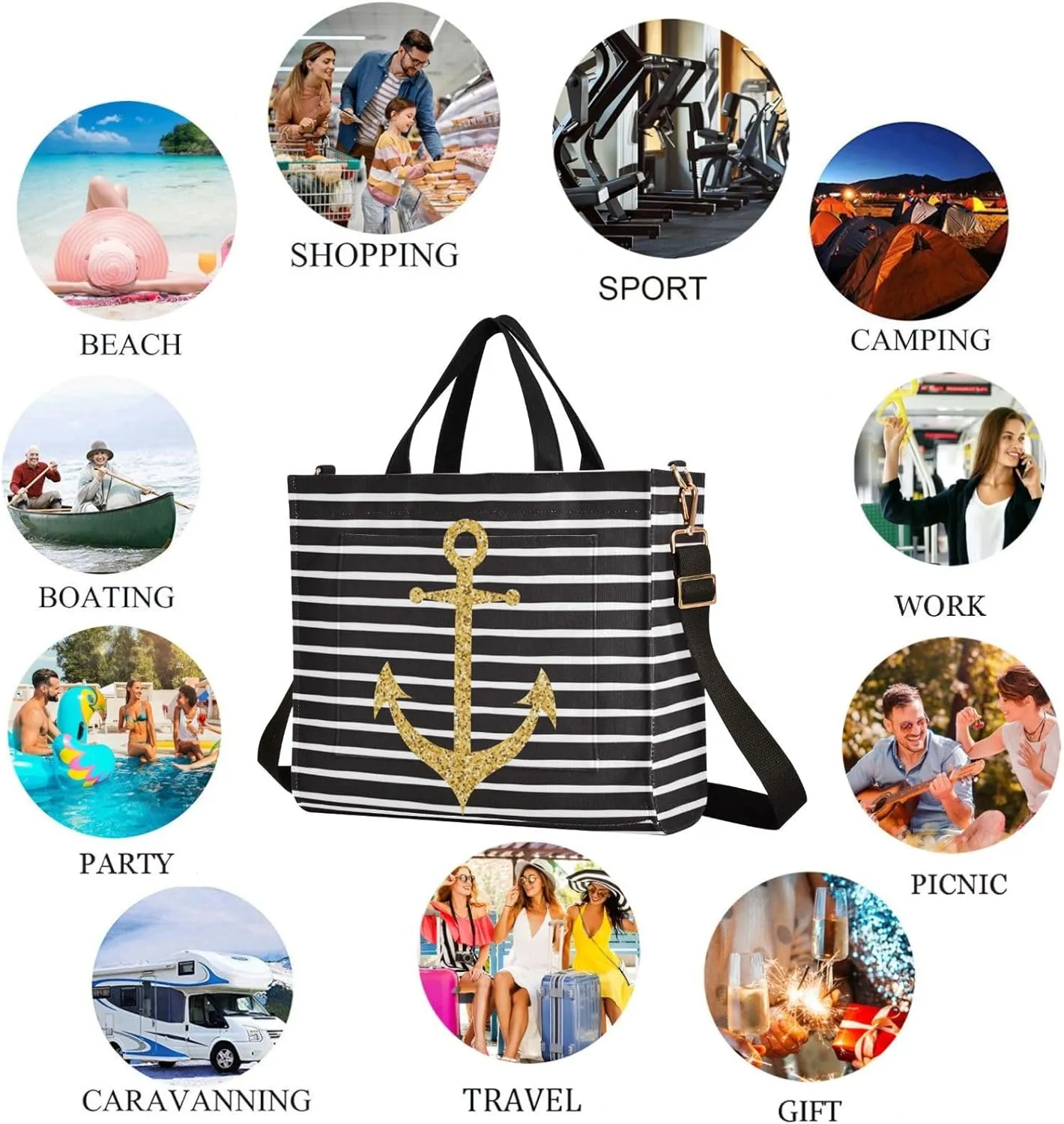 Naanle Chic Pattern Corduroy Satchel Tote Handle&Shoulder Bag for Men Women Work Weekender Travel Beach Shopping Gym