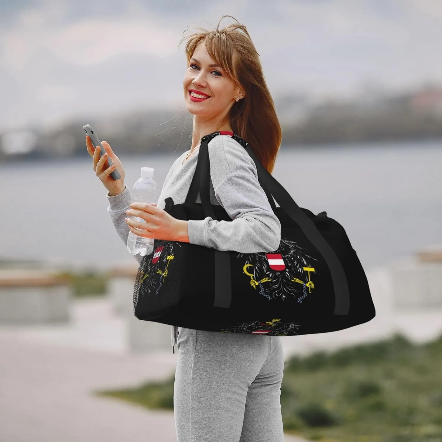 National Emblem Of Austria Travel Duffel Bag Large Foldable Waterproof Overnight Bag For Beach Swim Bags Pool Sports Gym