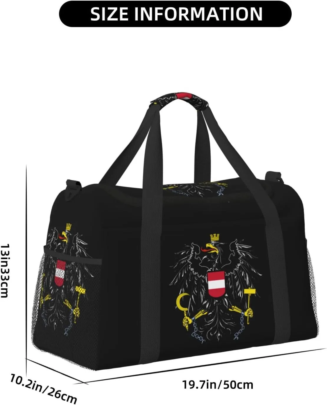 National Emblem Of Austria Travel Duffel Bag Large Foldable Waterproof Overnight Bag For Beach Swim Bags Pool Sports Gym