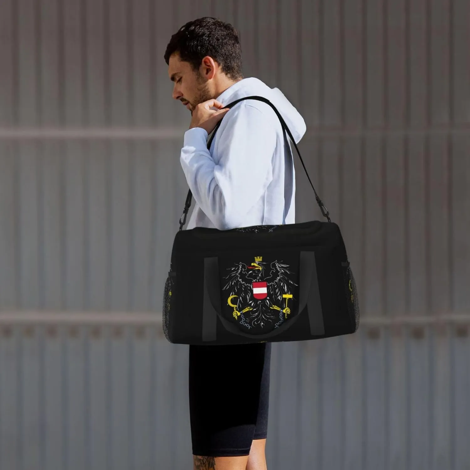 National Emblem Of Austria Travel Duffel Bag Large Foldable Waterproof Overnight Bag For Beach Swim Bags Pool Sports Gym