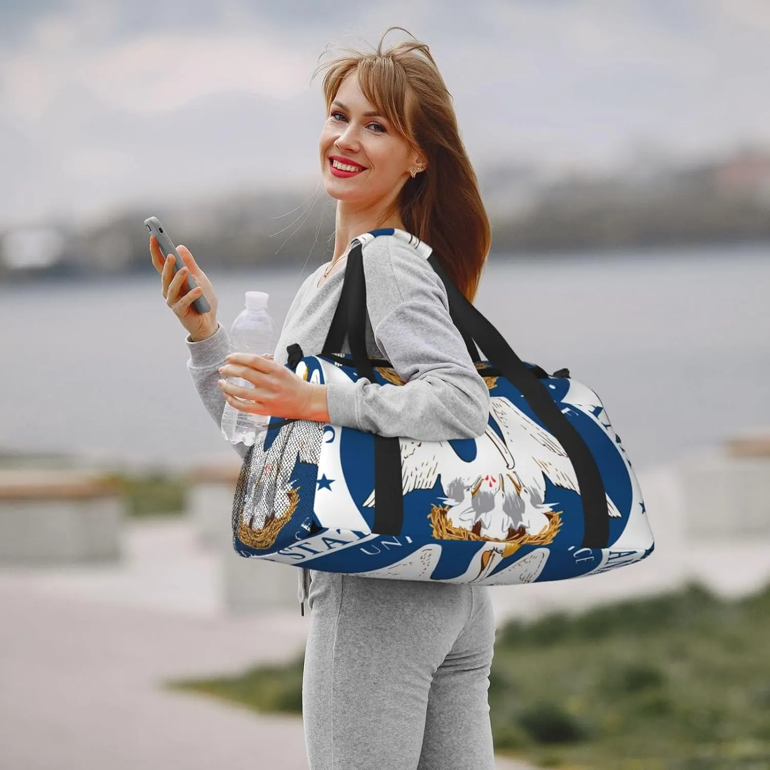 National Emblem Of Louisiana Travel Duffel Bag Large Foldable Waterproof Overnight Bag For Beach Swim Bags Pool Sports Gym