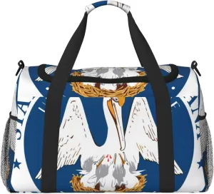 National Emblem Of Louisiana Travel Duffel Bag Large Foldable Waterproof Overnight Bag For Beach Swim Bags Pool Sports Gym