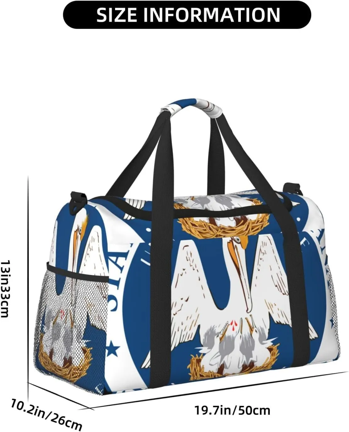 National Emblem Of Louisiana Travel Duffel Bag Large Foldable Waterproof Overnight Bag For Beach Swim Bags Pool Sports Gym
