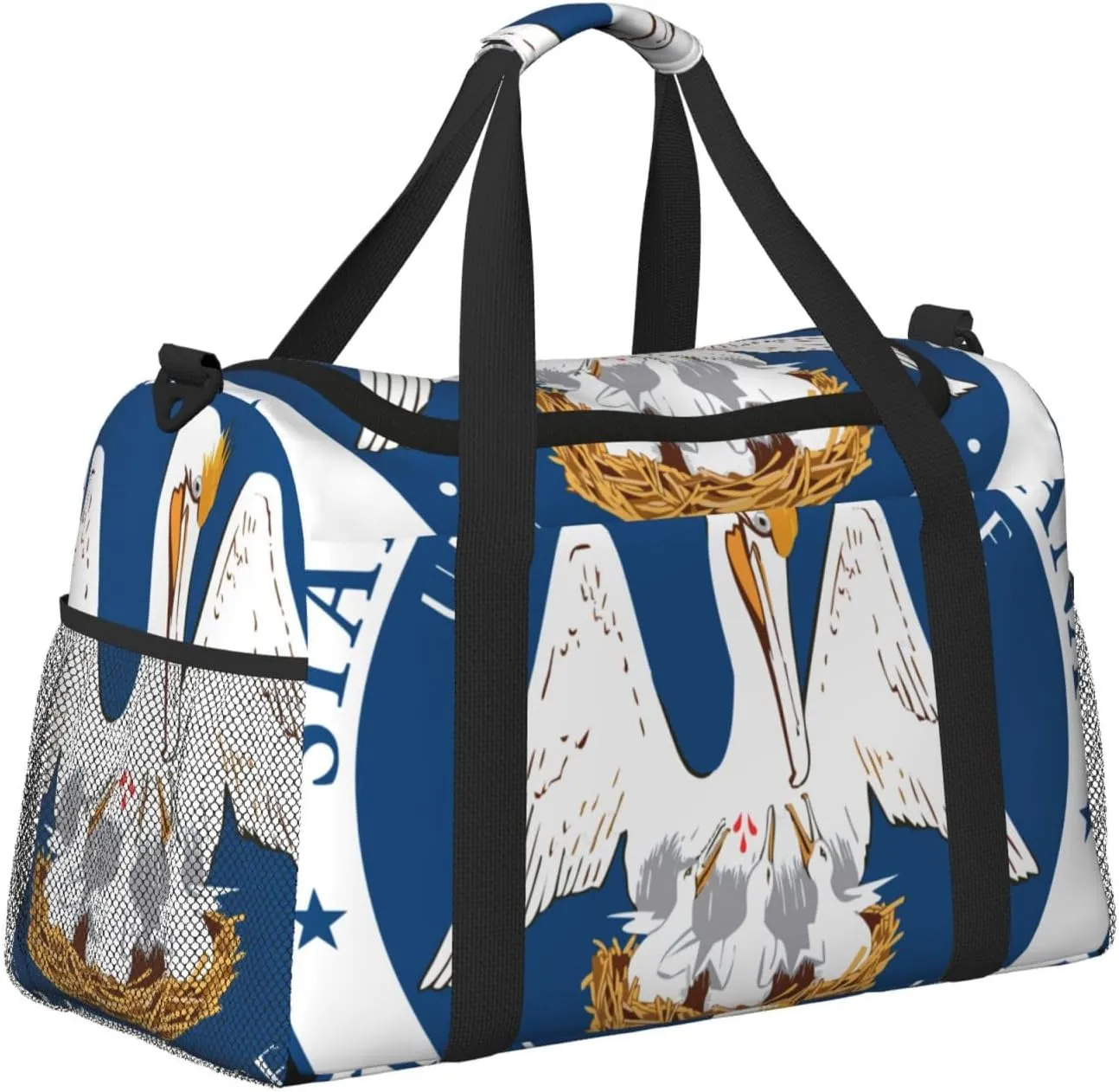 National Emblem Of Louisiana Travel Duffel Bag Large Foldable Waterproof Overnight Bag For Beach Swim Bags Pool Sports Gym
