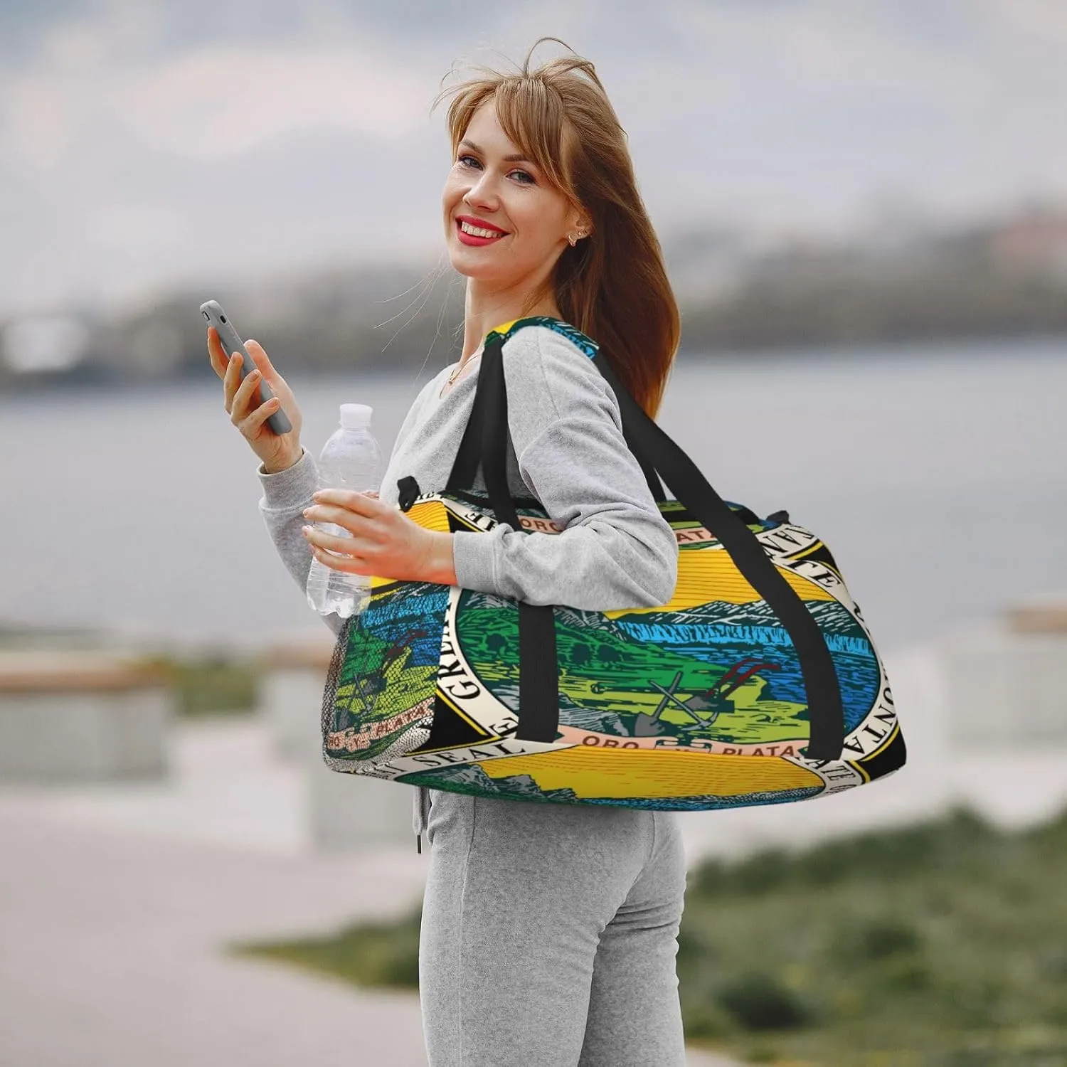 National Emblem Of Montana Travel Duffel Bag Large Foldable Waterproof Overnight Bag For Beach Swim Bags Pool Sports Gym