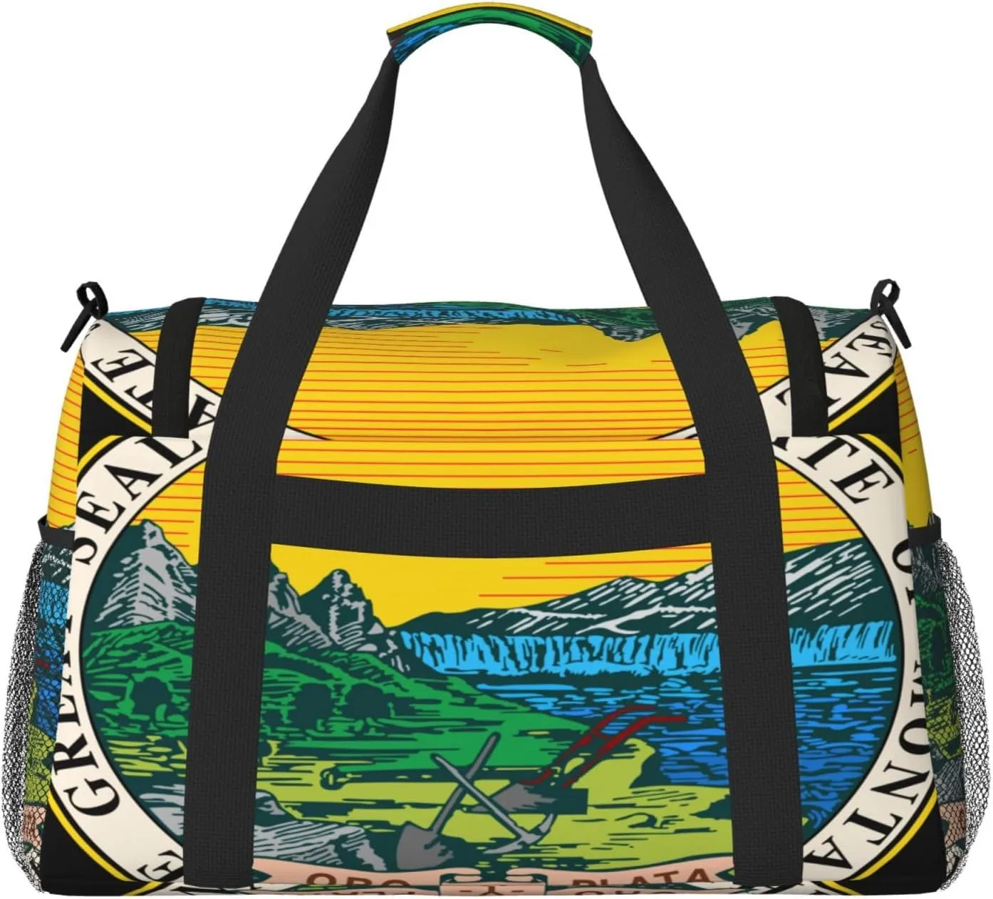 National Emblem Of Montana Travel Duffel Bag Large Foldable Waterproof Overnight Bag For Beach Swim Bags Pool Sports Gym
