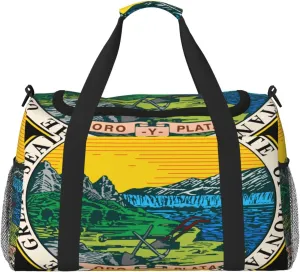 National Emblem Of Montana Travel Duffel Bag Large Foldable Waterproof Overnight Bag For Beach Swim Bags Pool Sports Gym