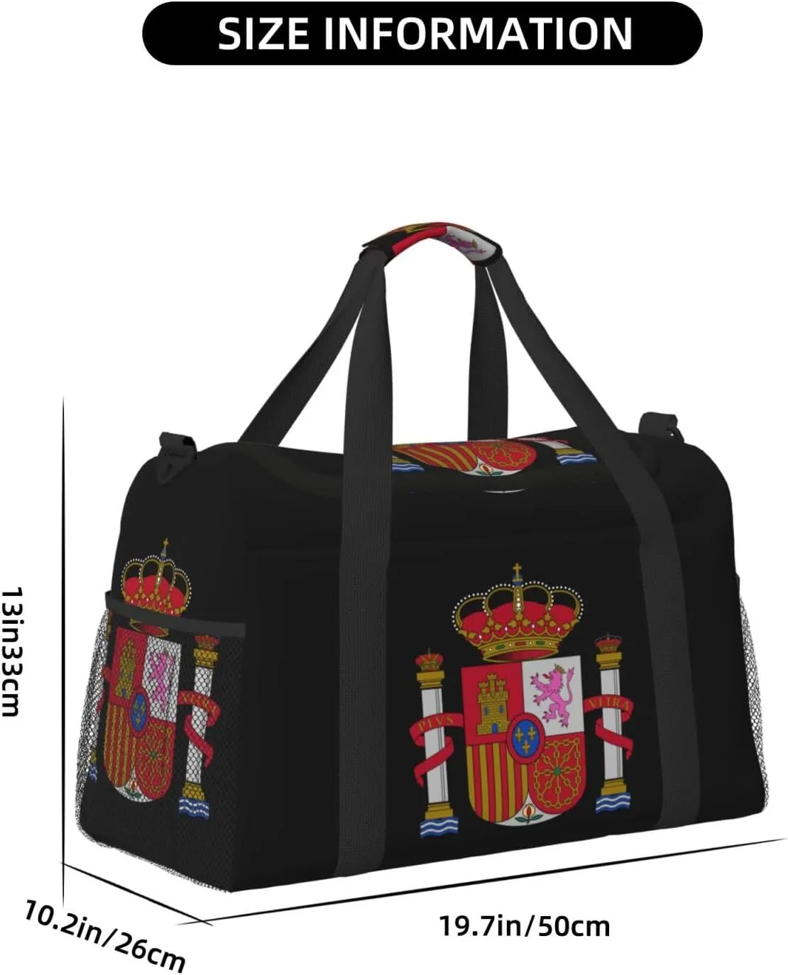 National Emblem Of Spanish Travel Duffel Bag Large Foldable Waterproof Overnight Bag For Beach Swim Bags Pool Sports Gym