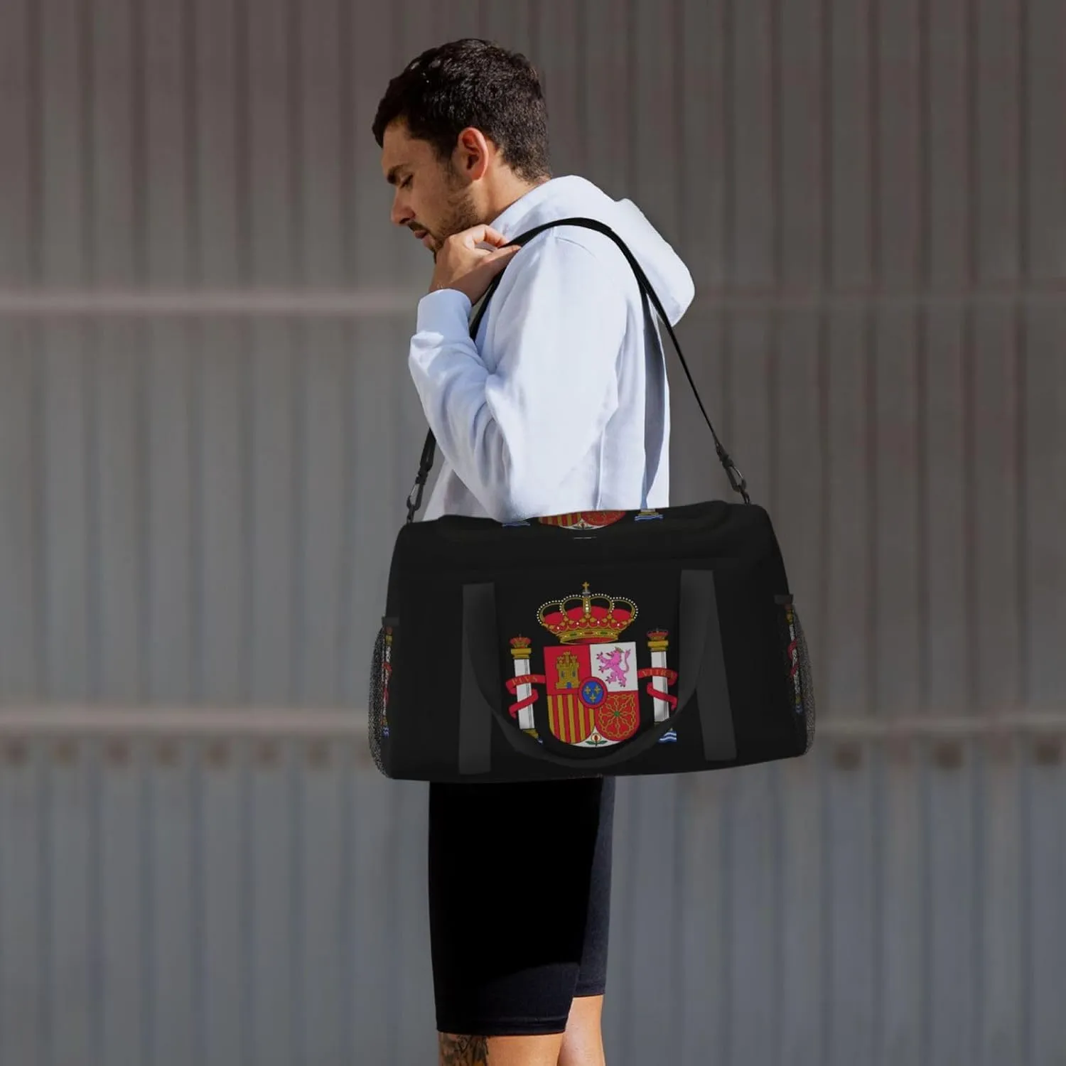 National Emblem Of Spanish Travel Duffel Bag Large Foldable Waterproof Overnight Bag For Beach Swim Bags Pool Sports Gym