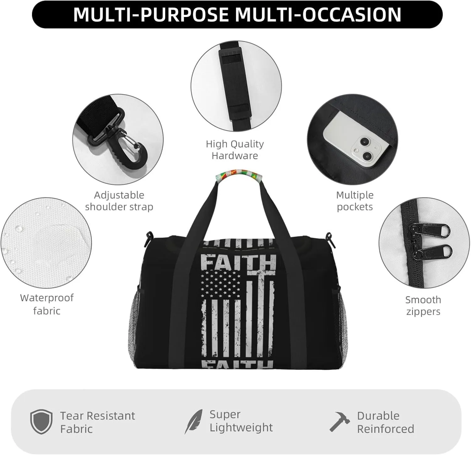 National Flag Travel Duffel Bag Large Foldable Waterproof Overnight Bag For Beach Swim Bags Pool Sports Gym
