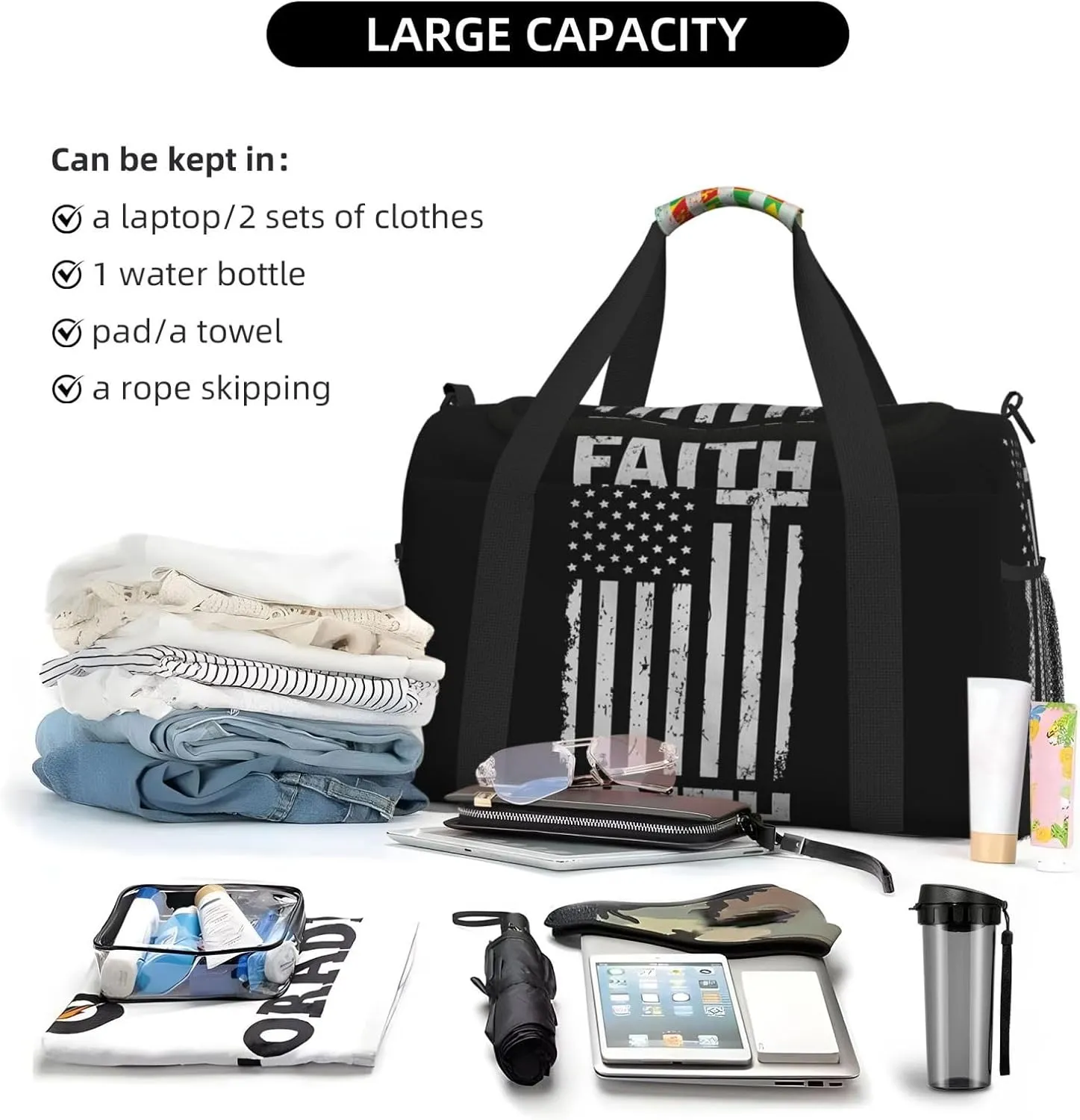 National Flag Travel Duffel Bag Large Foldable Waterproof Overnight Bag For Beach Swim Bags Pool Sports Gym