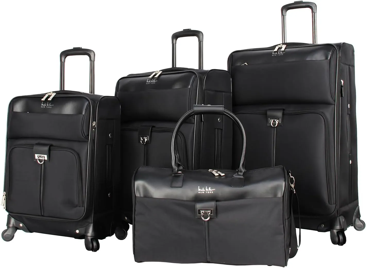 Nicole Miller Luggage Paige Collection - 4 Piece Softside Lightweight Expandable Spinner Suitcases- Set includes 17 Inch Tote Bag, 20 Inch Carry On, 24 Inch & 28 Inch Suitcases