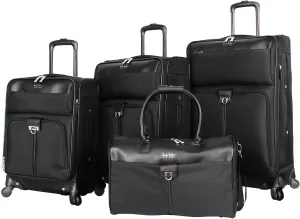 Nicole Miller Luggage Paige Collection - 4 Piece Softside Lightweight Expandable Spinner Suitcases- Set includes 17 Inch Tote Bag, 20 Inch Carry On, 24 Inch & 28 Inch Suitcases