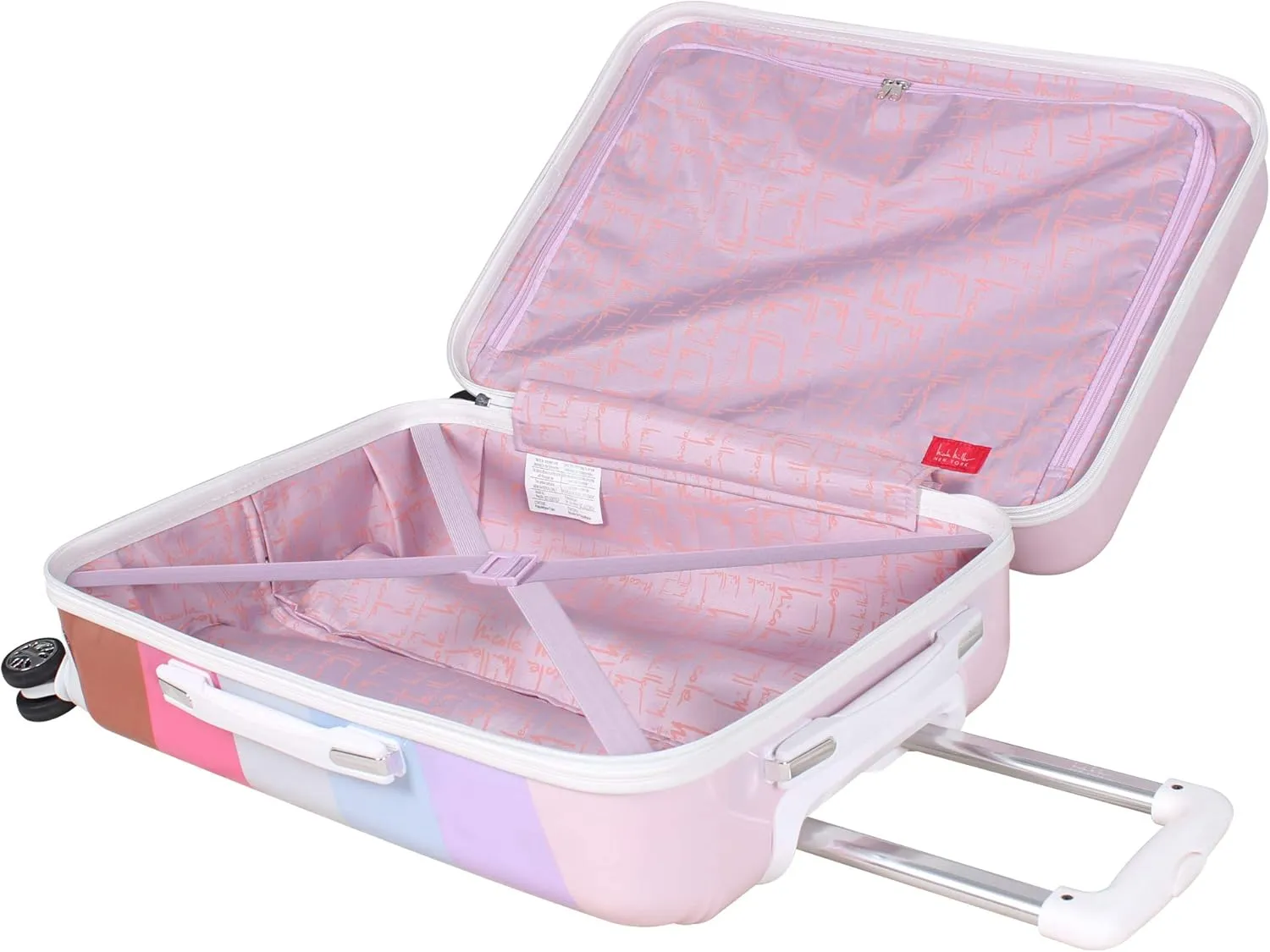 Nicole Miller New York Rainbow Luggage Collection - Lightweight 28 Inch (ABS PC) Hardside Suitcase - Durable Large Checked Bag with 8-Rolling Spinner Wheels (28in, Rainbow Lavender)…
