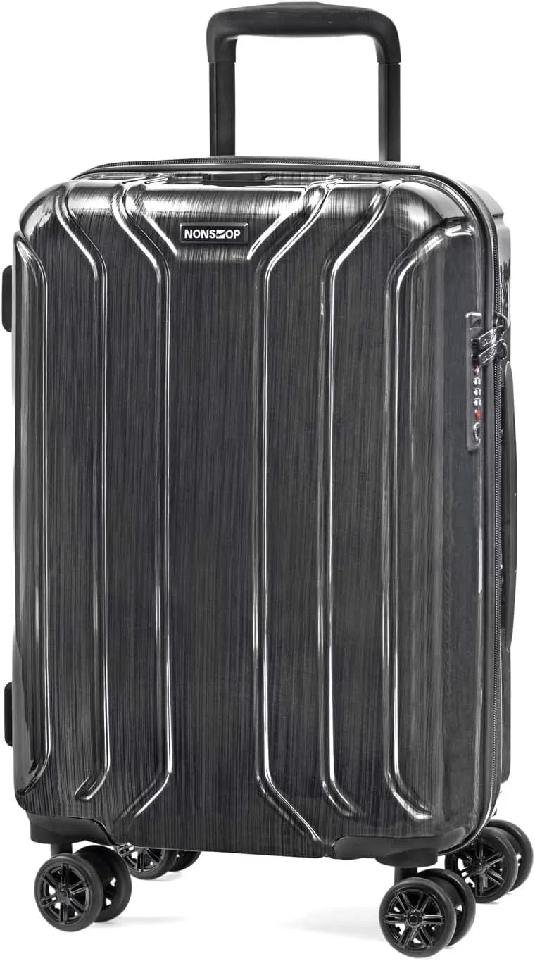 NONSTOP New York Elite Luggage Expandable Lightweight Spinner Wheels hard side shell Travel Suitcase Set, TSA Lock, Double USB Port, 3 packing cubes, Charcoal, 3-piece Set (20/24/28) W/Power Bank