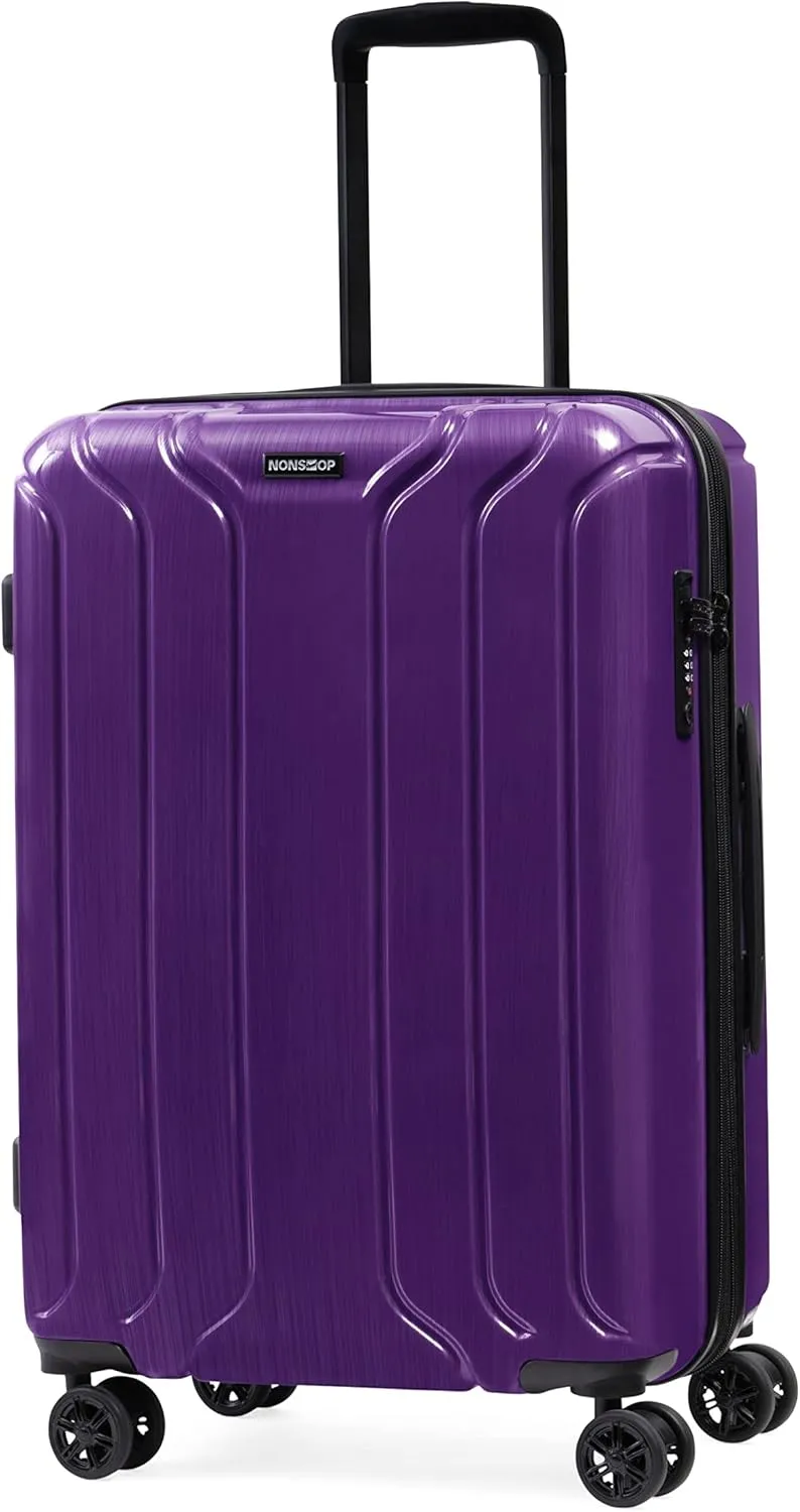 NONSTOP New York Elite Luggage Expandable Lightweight Spinner Wheels hard side shell Travel Suitcase Set, TSA Lock, Double USB Port, 3 packing cubes, Purple, 3-piece Set (20/24/28) W/Power Bank