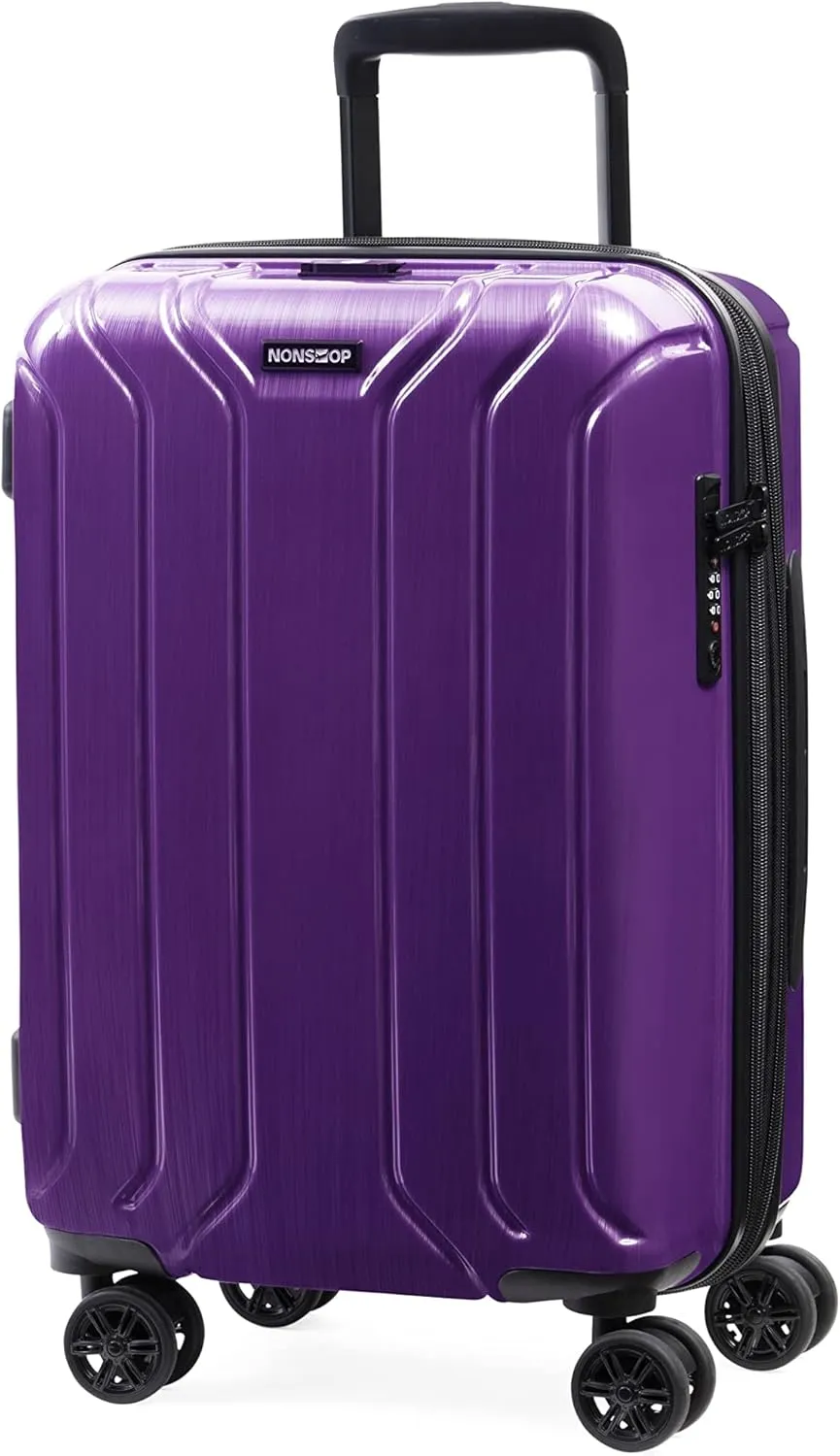 NONSTOP New York Elite Luggage Expandable Lightweight Spinner Wheels hard side shell Travel Suitcase Set, TSA Lock, Double USB Port, 3 packing cubes, Purple, 3-piece Set (20/24/28) W/Power Bank
