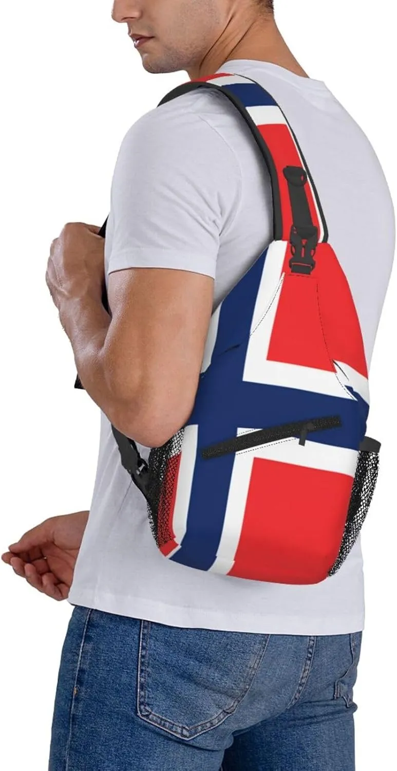 Norwegian flag Men's And Women's Small Crossbody Bags Chest Bags Daily Bags Are Suitable For Outdoor Hiking Trips