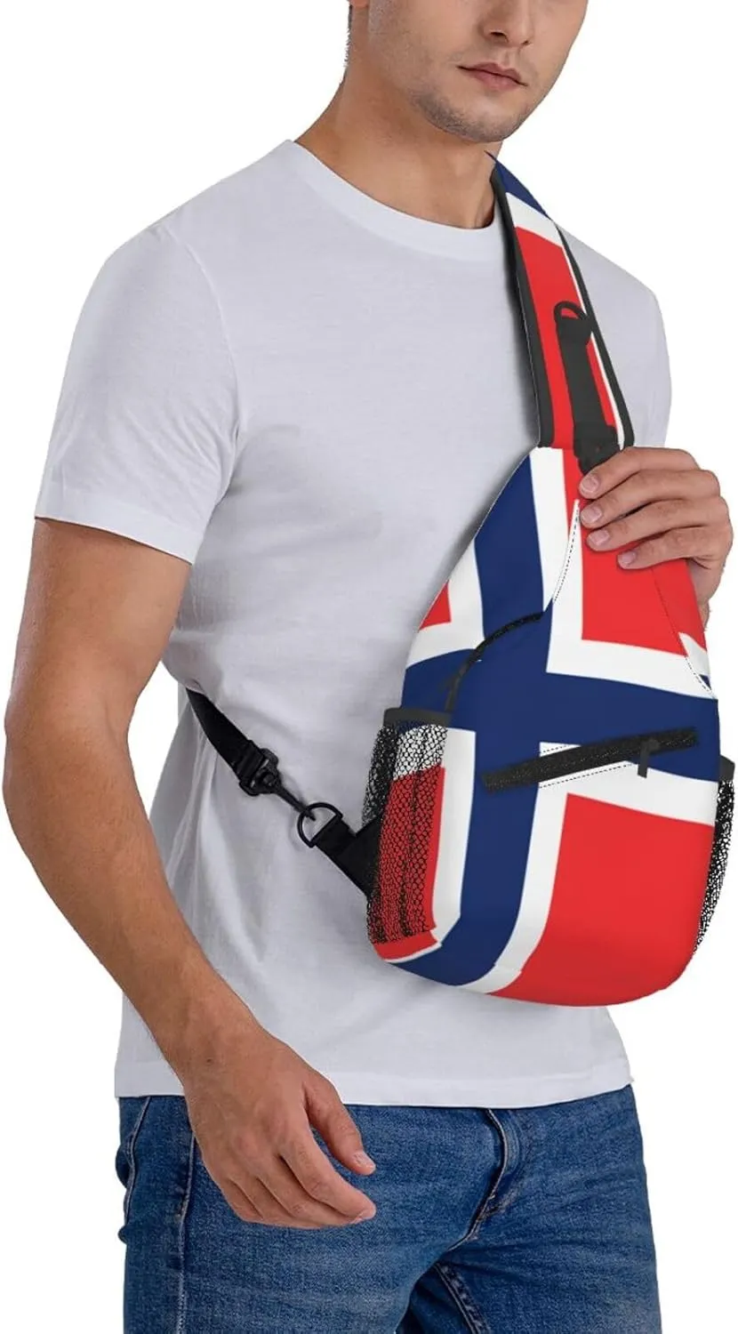 Norwegian flag Men's And Women's Small Crossbody Bags Chest Bags Daily Bags Are Suitable For Outdoor Hiking Trips