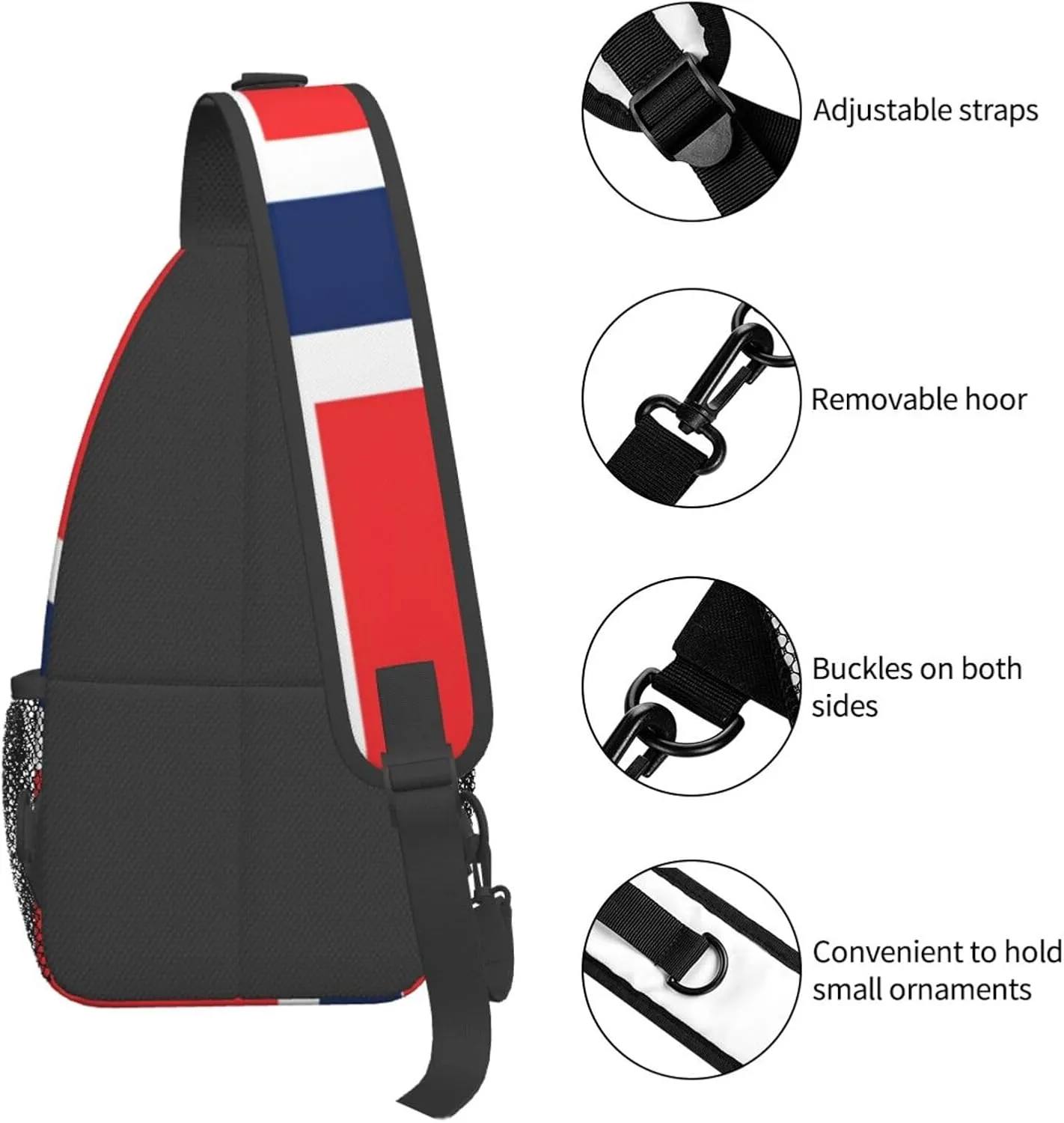 Norwegian flag Men's And Women's Small Crossbody Bags Chest Bags Daily Bags Are Suitable For Outdoor Hiking Trips