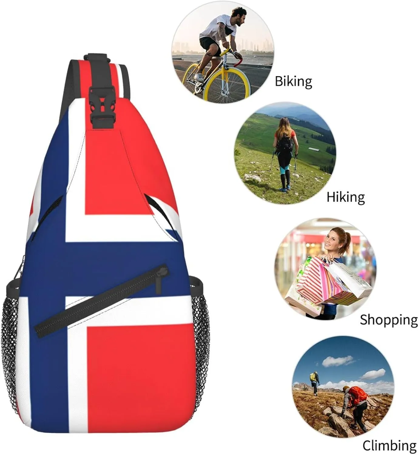 Norwegian flag Men's And Women's Small Crossbody Bags Chest Bags Daily Bags Are Suitable For Outdoor Hiking Trips
