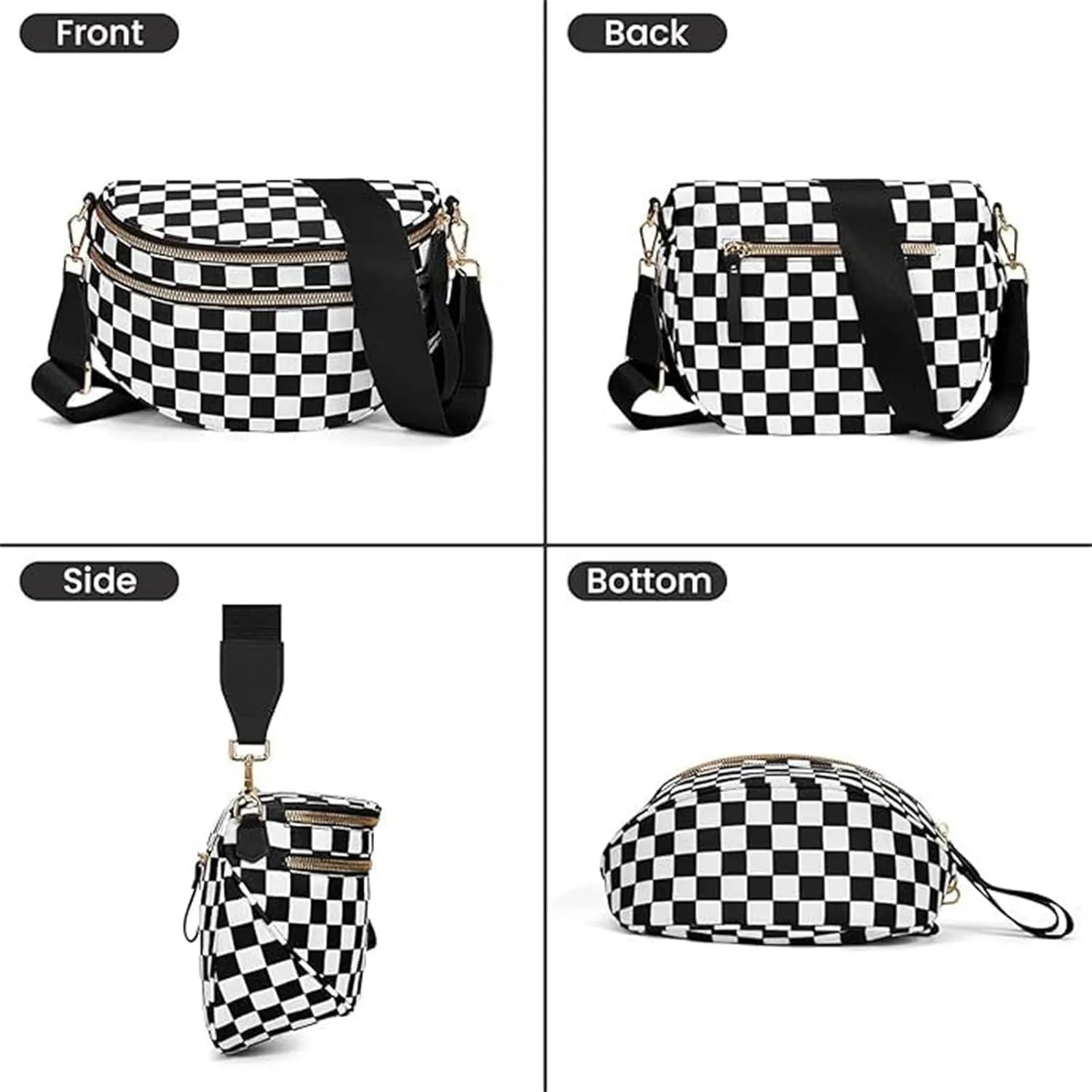 Nuvore comfort bag, Nuvore Crossbody Bag, Lightweight Messenger Bag, Checkered Bum Bags for Women Crossbody, Large Capacity