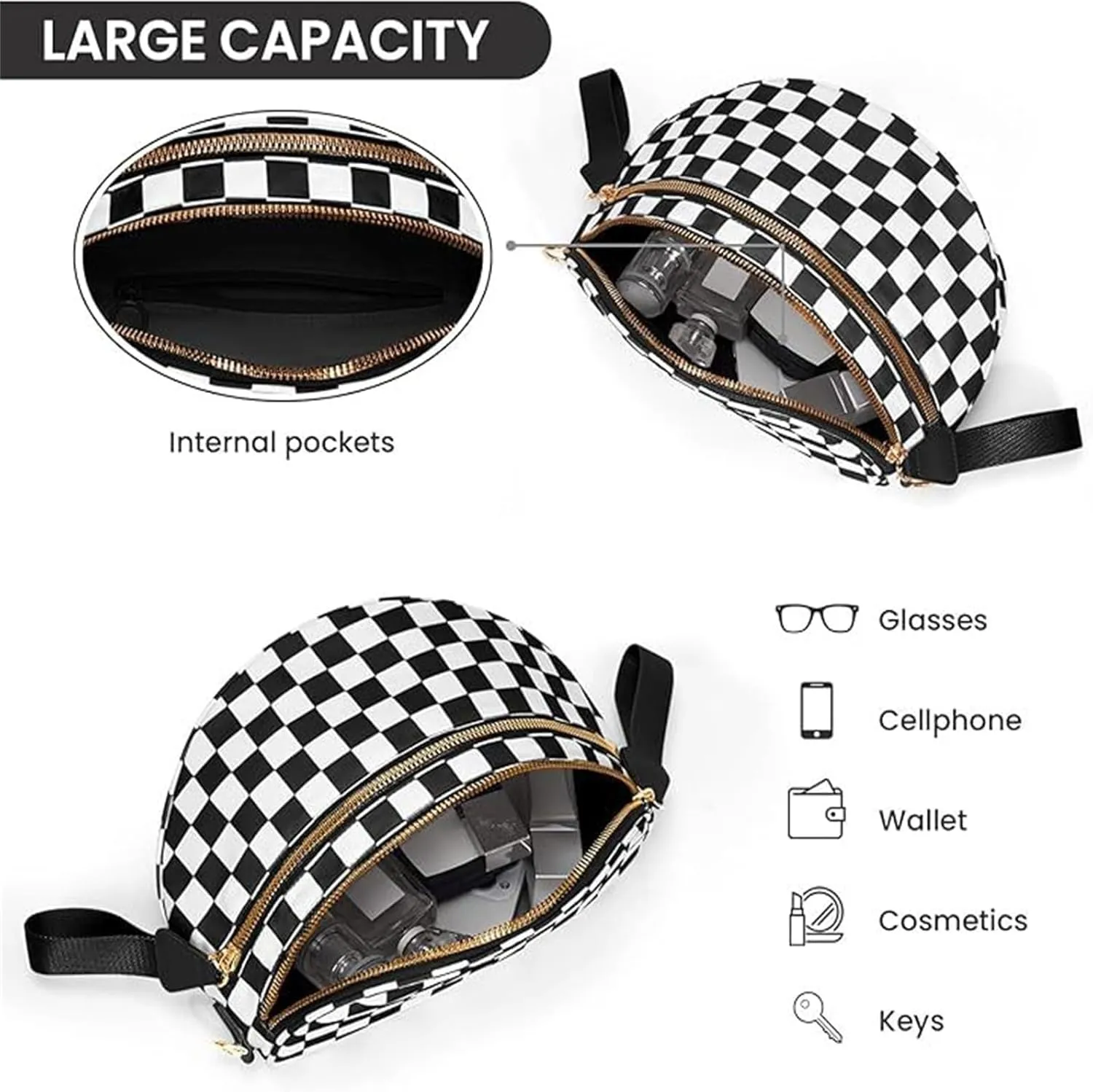 Nuvore comfort bag, Nuvore Crossbody Bag, Lightweight Messenger Bag, Checkered Bum Bags for Women Crossbody, Large Capacity