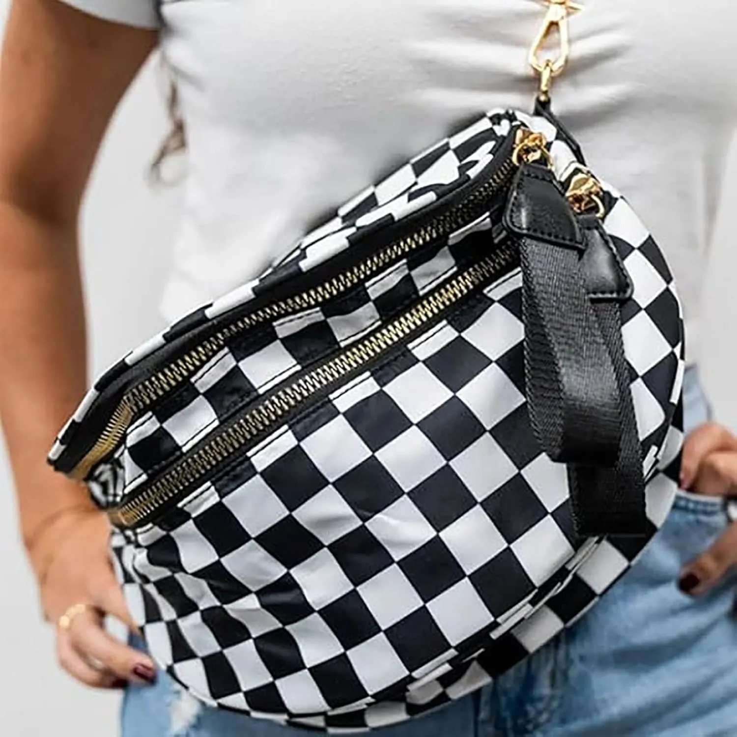 Nuvore comfort bag, Nuvore Crossbody Bag, Lightweight Messenger Bag, Checkered Bum Bags for Women Crossbody, Large Capacity