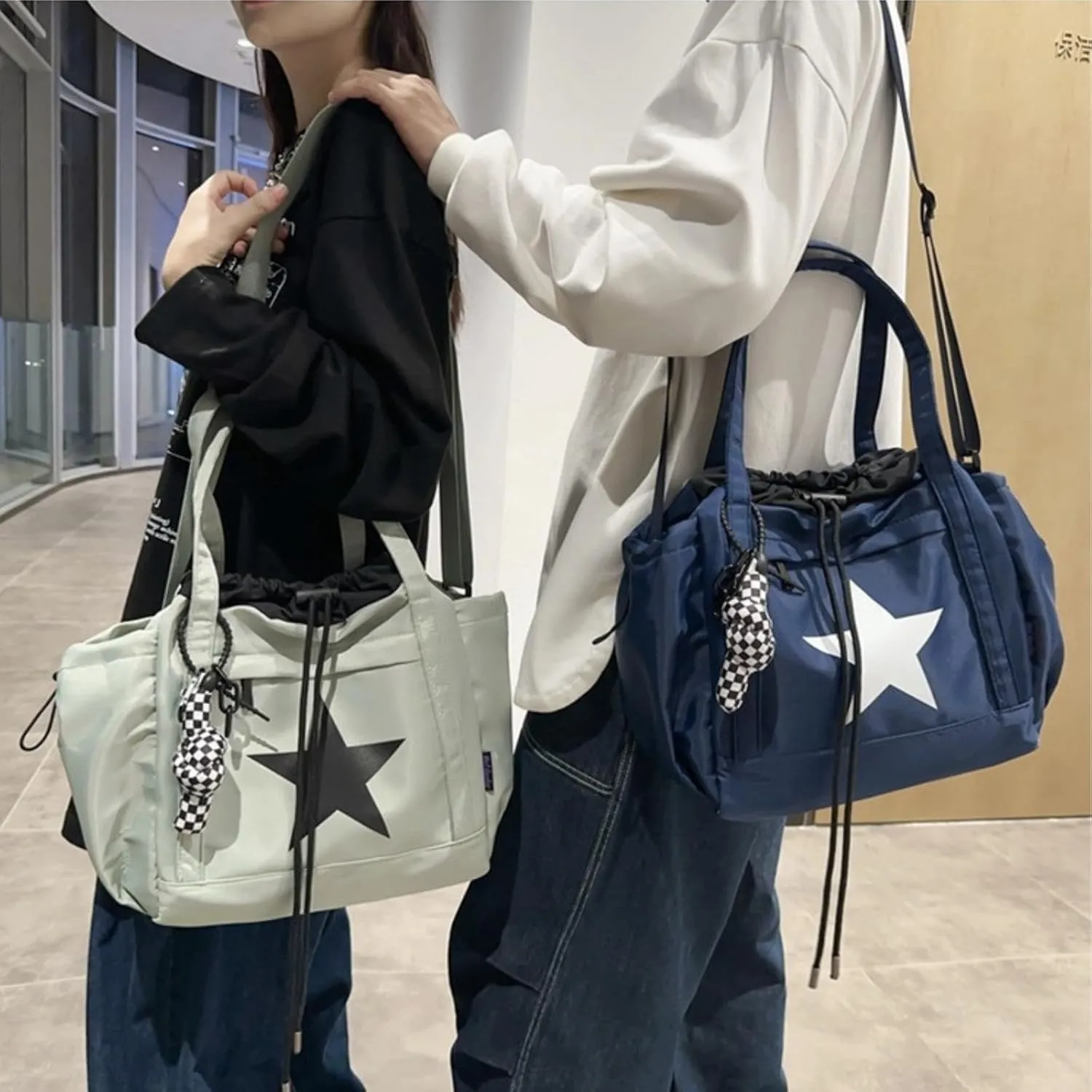 Nylon Star Messenger Bag Y2K, Cute Tote Bags Aesthetic, Small Travel Crossbody Shoulder Bags For Women