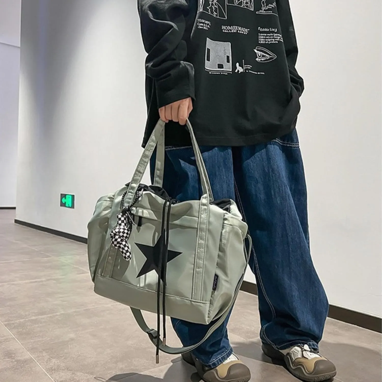 Nylon Star Messenger Bag Y2K, Cute Tote Bags Aesthetic, Small Travel Crossbody Shoulder Bags For Women