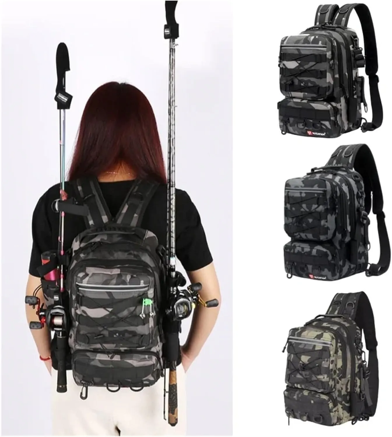 Nylon Waterproof Outdoor Sports Camping Hiking Trekking Fishing Hunting Backpack(Green)