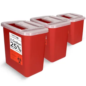 Oakridge Products Large Sharps Container for Home Use and Professional 2 Gallon (3-Pack) with Sliding Top, Biohazard Needle and Syringe Disposal, CDC Certified