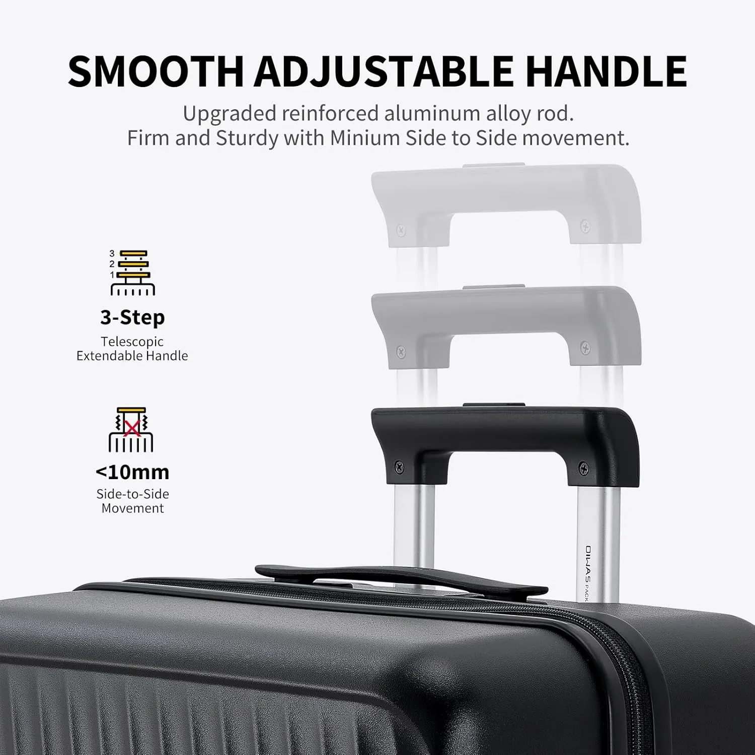 OIWAS 20 Inch Carry On Luggage, Hard Shell Suitcases with 8 Spinner Wheel, TSA Lock, Waterproof Compartment and Smooth Zippers, Lightweight Travel Luggage Airline Approved for Short Trip, Black