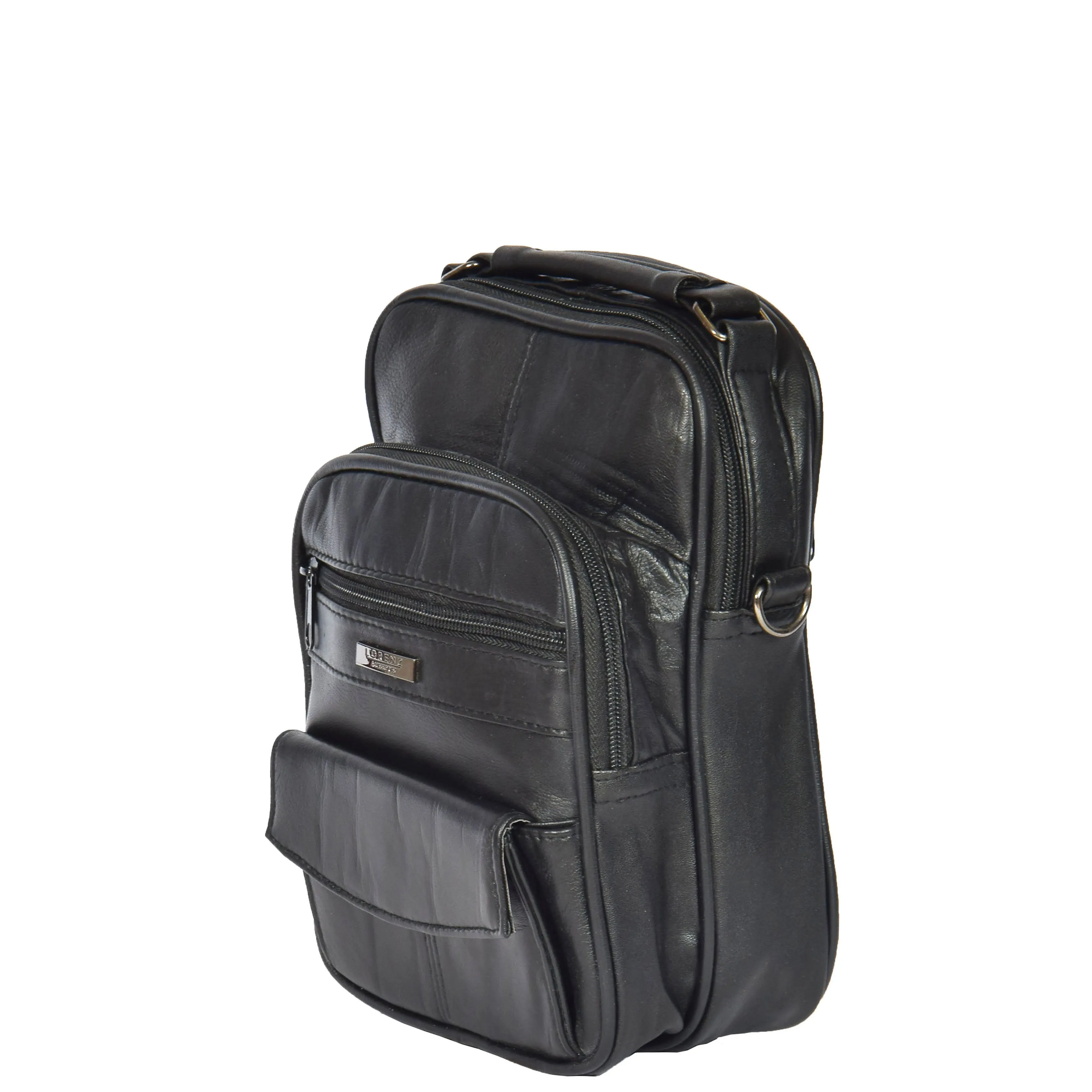 Organiser Multi Pocket Genuine Leather Bag Black DR275