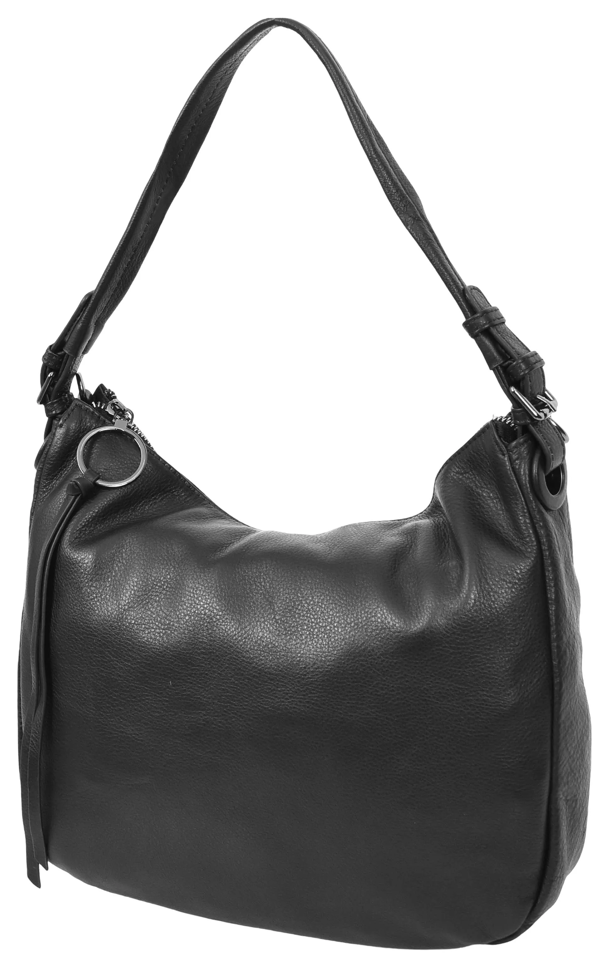 Ottawa Women's Genuine Leather Hobo Style Shoulder Handbag  Black
