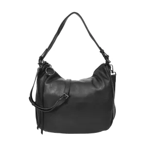Ottawa Women's Genuine Leather Hobo Style Shoulder Handbag  Black