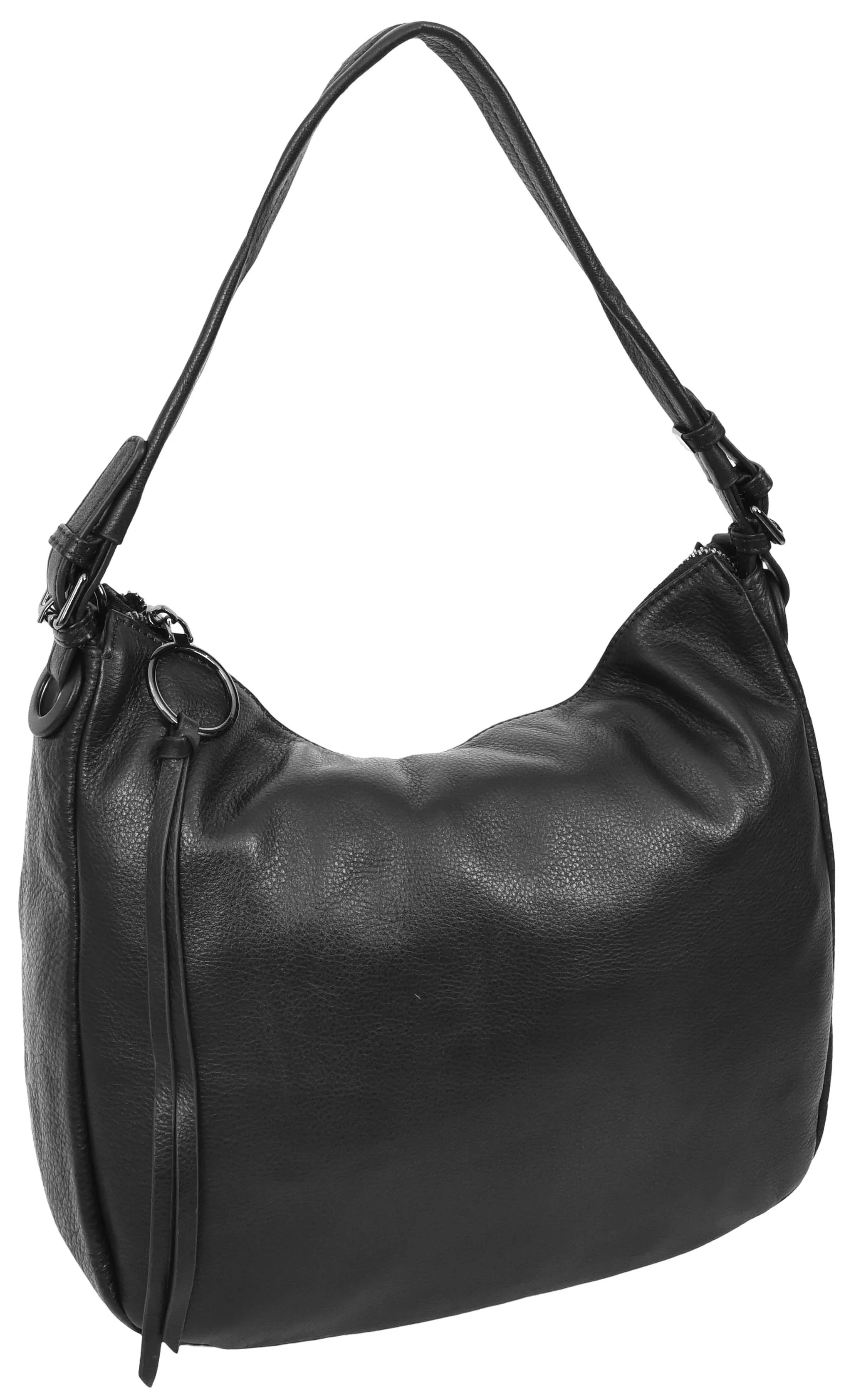Ottawa Women's Genuine Leather Hobo Style Shoulder Handbag  Black