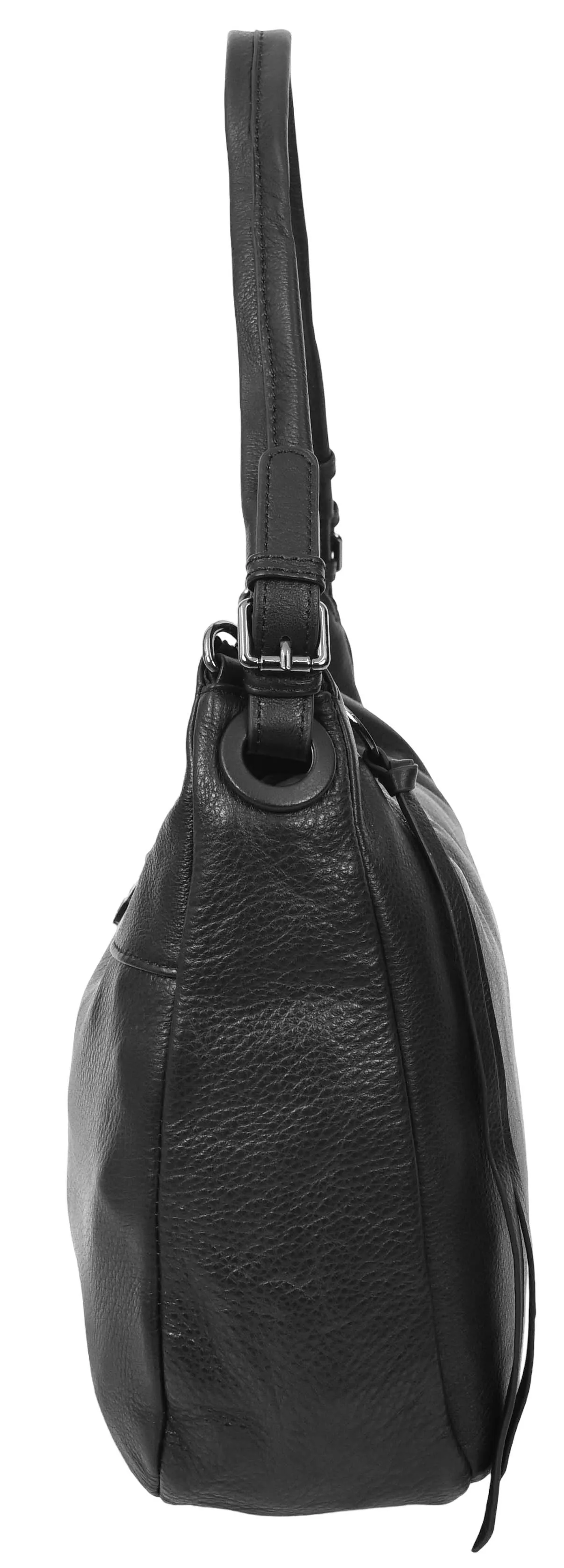 Ottawa Women's Genuine Leather Hobo Style Shoulder Handbag  Black
