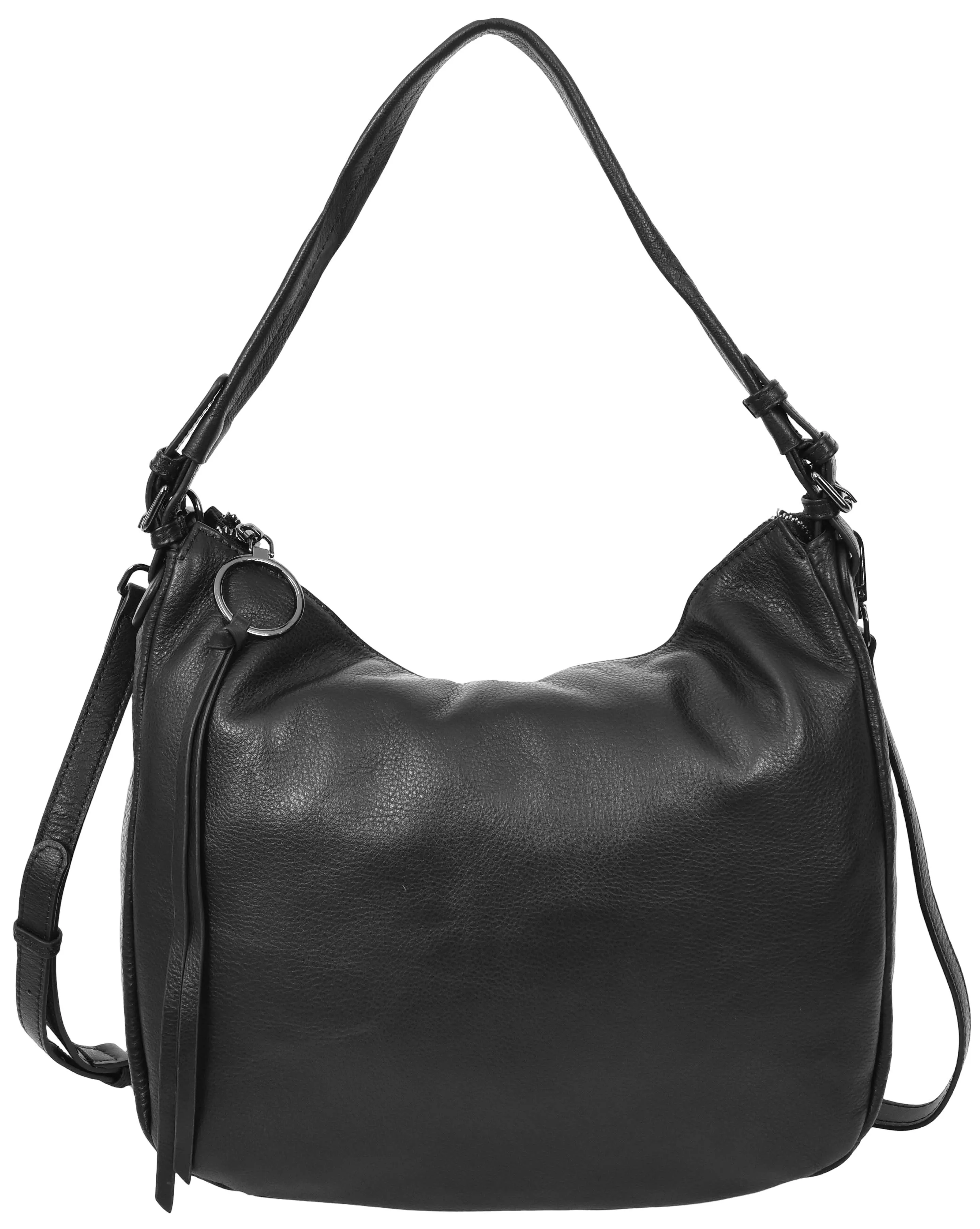Ottawa Women's Genuine Leather Hobo Style Shoulder Handbag  Black