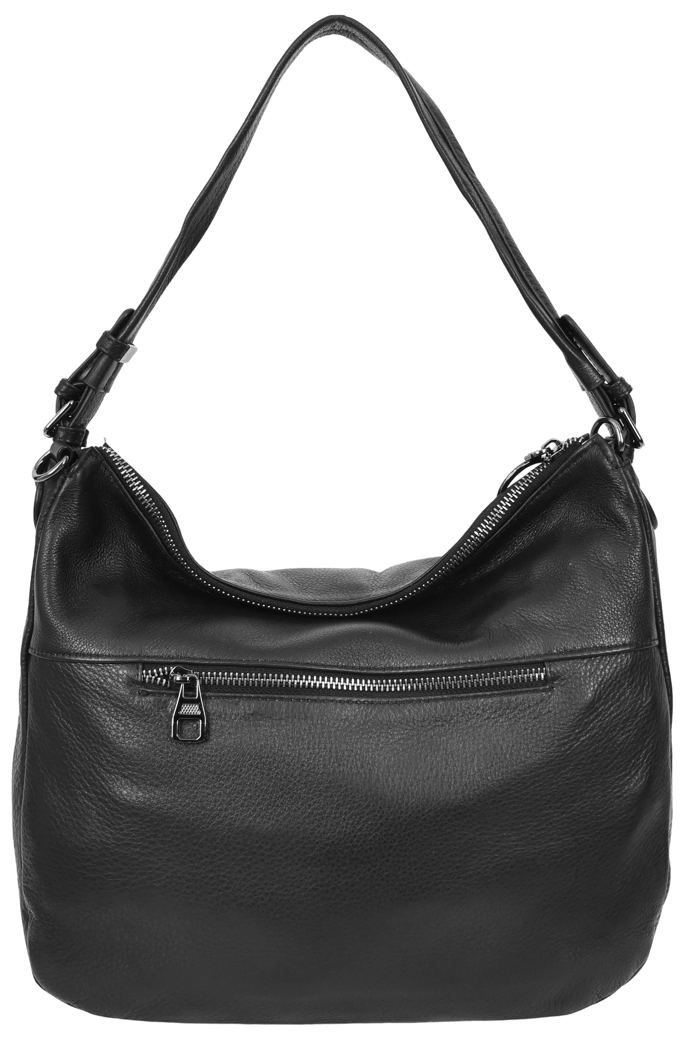 Ottawa Women's Genuine Leather Hobo Style Shoulder Handbag  Black
