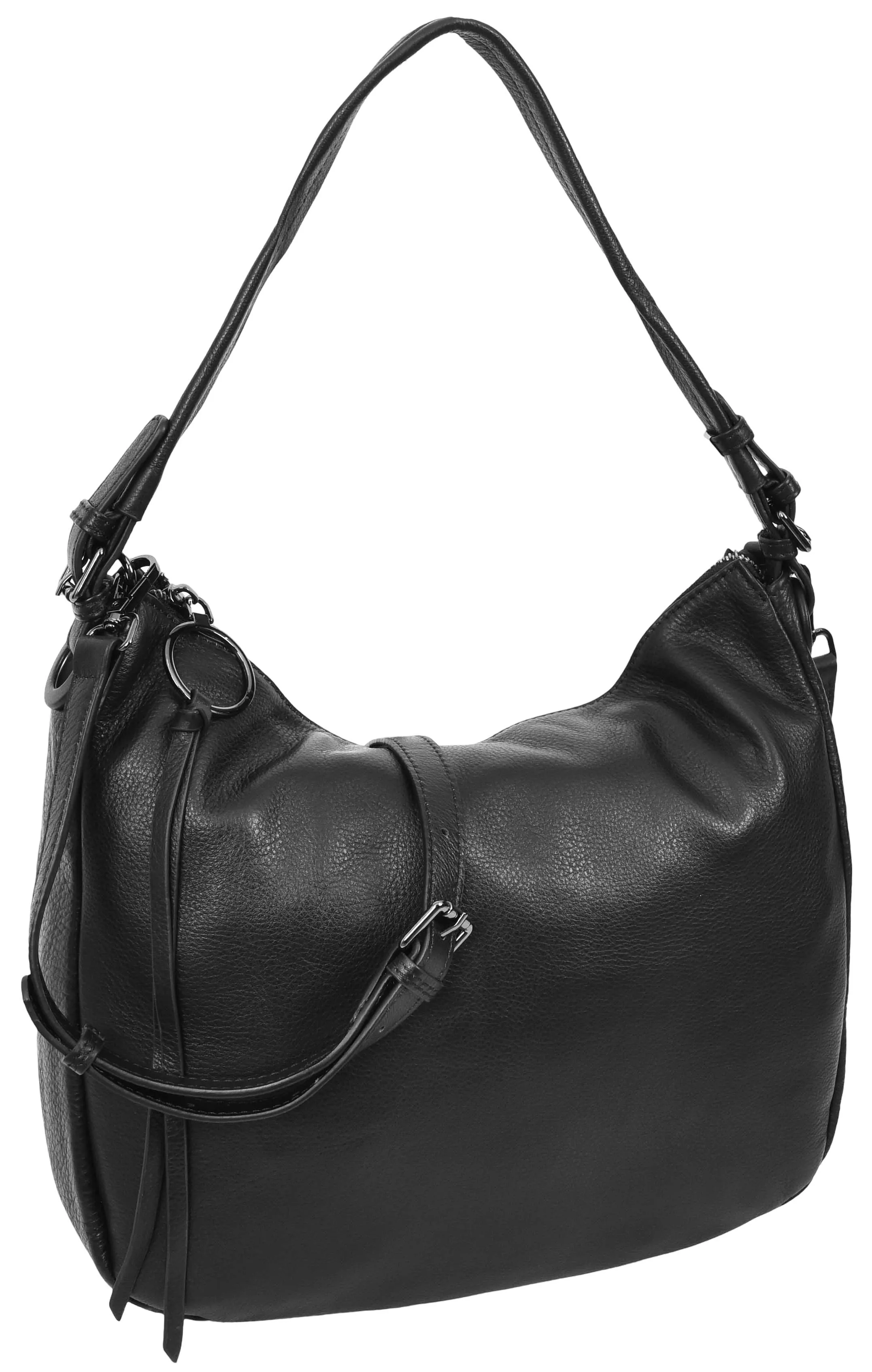 Ottawa Women's Genuine Leather Hobo Style Shoulder Handbag  Black