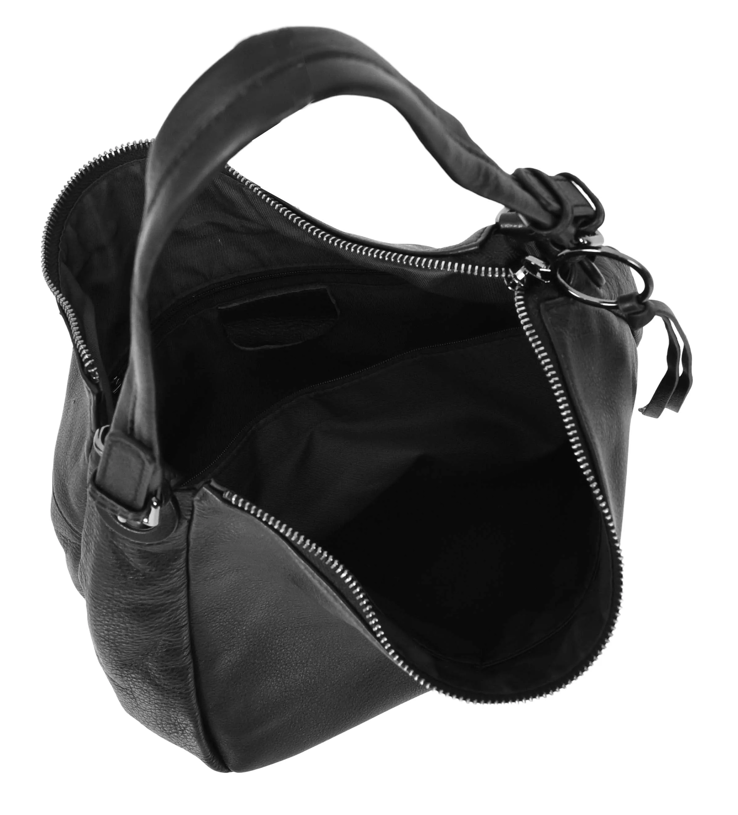 Ottawa Women's Genuine Leather Hobo Style Shoulder Handbag  Black
