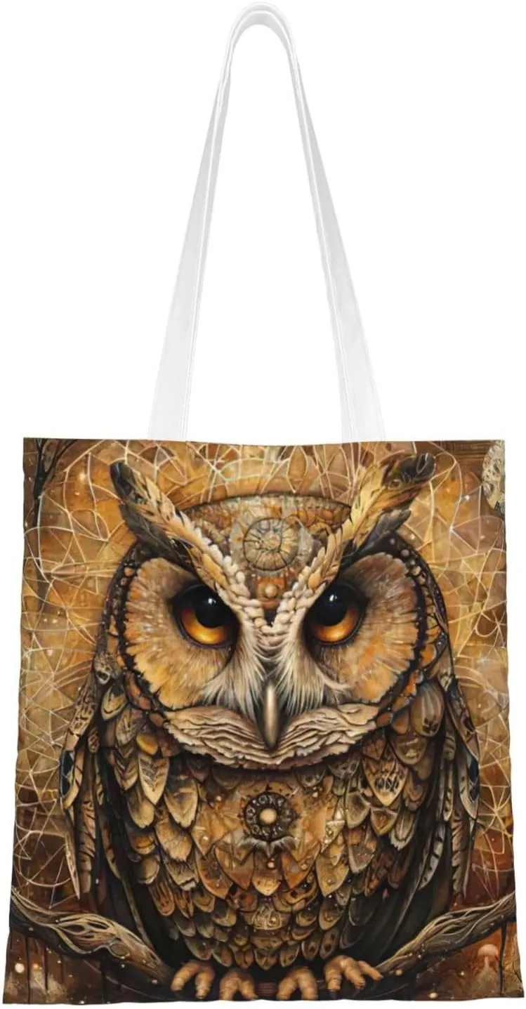 Owl Beliefs Print Reusable Shoulder Bag Totes Bag for Vacation Shopping Grocery Gym Fabric Bag Tote