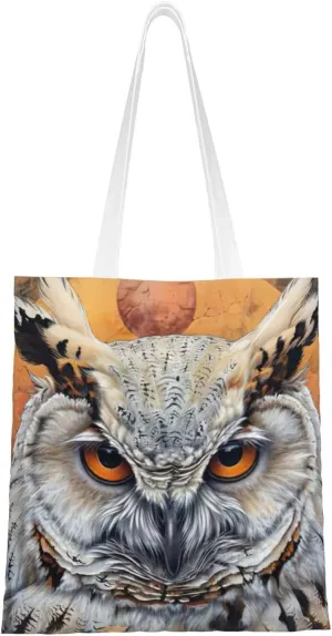 Owl Beliefs Print Reusable Shoulder Bag Totes Bag for Vacation Shopping Grocery Gym Fabric Bag Tote
