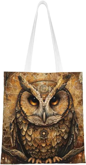 Owl Beliefs Print Reusable Shoulder Bag Totes Bag for Vacation Shopping Grocery Gym Fabric Bag Tote