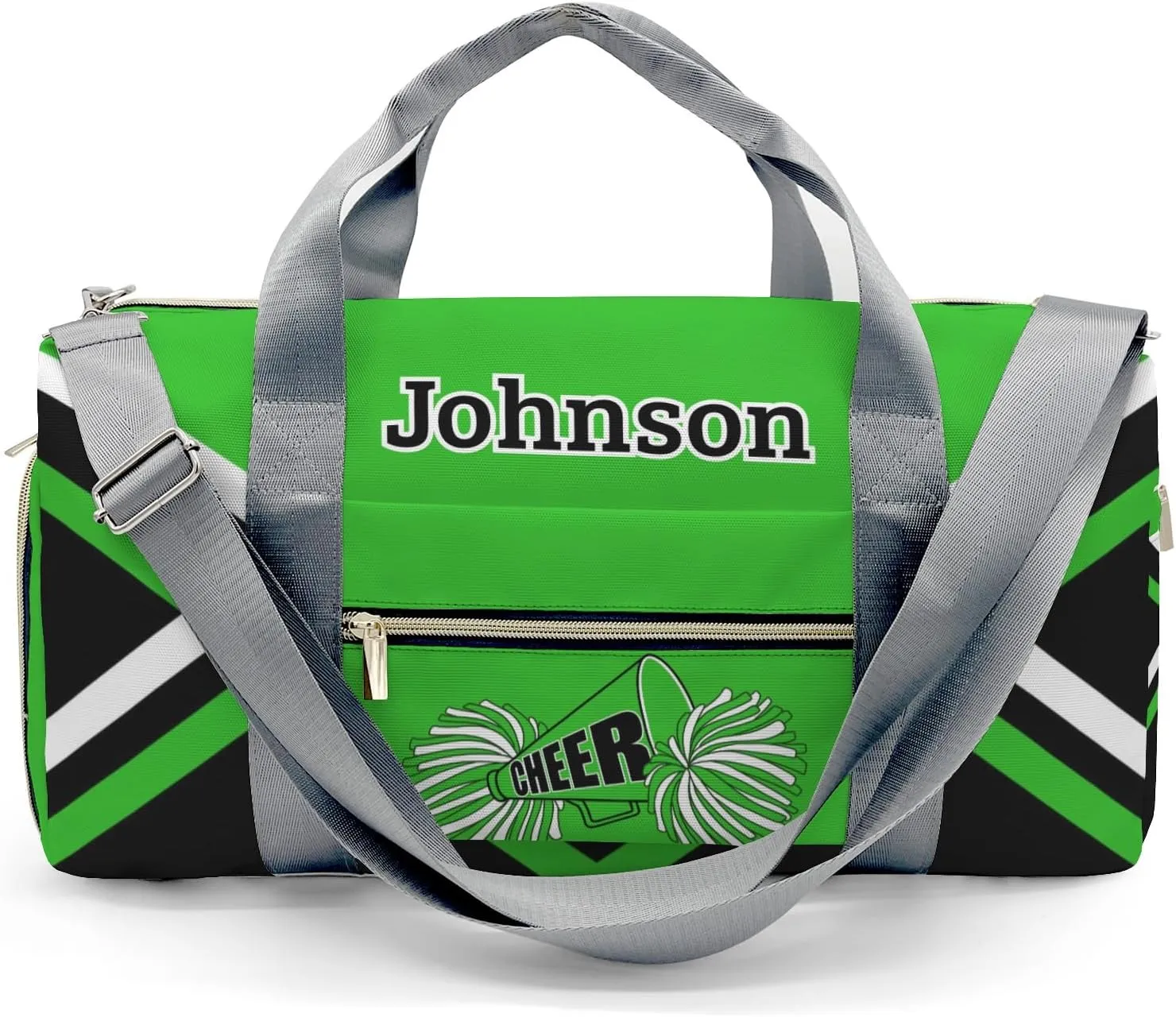 Personalized Duffel Bag Bright Green Cheer Cheerleader Waterproof Sport Gym Travel Perform Training Bags with Name