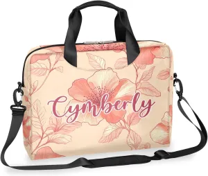 Personalized Name Flower Laptop Bag for Women, Custom Computer Bag Messenger Bags for Work Business, 16 Inch