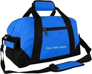 Personalized Passion Small Duffle Bag for Boys and Girls - Perfect Sized 14” Two Toned Travel Duffle - Personalized Name Sports Gym Bag for Storage - Royal Blue