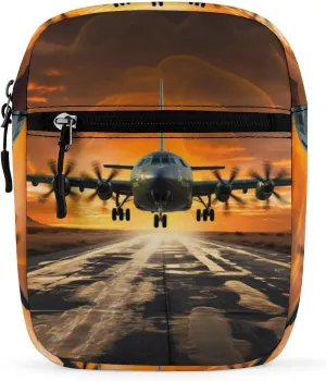 Personalized Small Crossbody Bag Water Resistant Messenger Bags Mini Aircraft Approach Printing SlingBag For Men Women