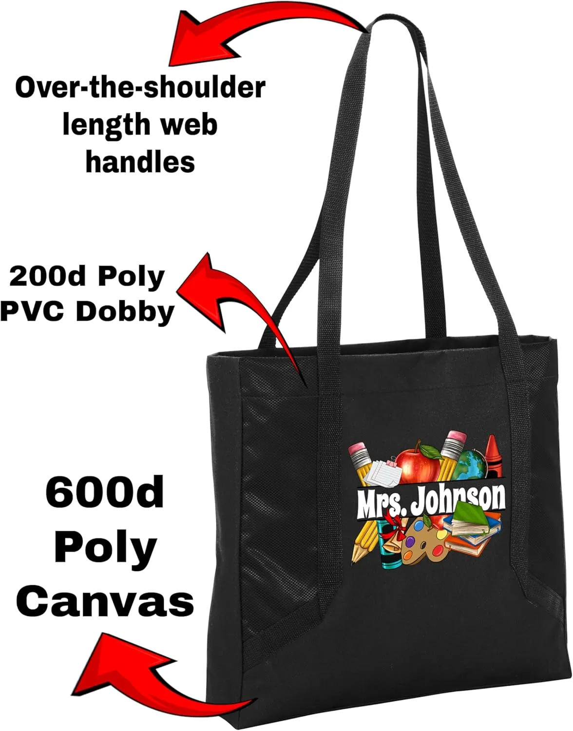Personalized Teacher Tote Bag - Teacher Bag Daily Use - Teacher Appreciation Gifts - Teacher Tote Bag
